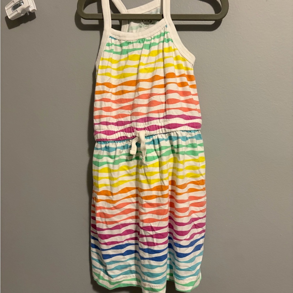 Primary rainbow striped sundress